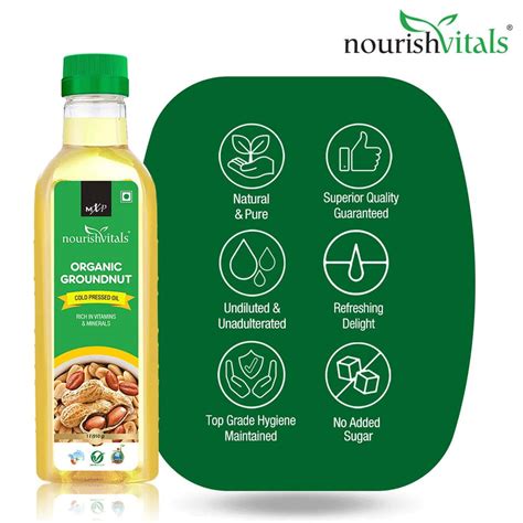 Buy NOURISHVITALS ORGANIC GROUNDNUT COLD PRESSED OIL RICH IN VITAMINS