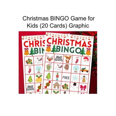 christmas bingo game for kids 20 cards graphic