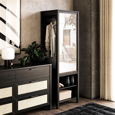 Ameriwood Home Wimberly Wardrobe with Mirror, Black Oak - Walmart.com