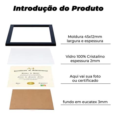 Moldura X A C Vidro P Certificado Diploma Foto Quadro Cor Marrom