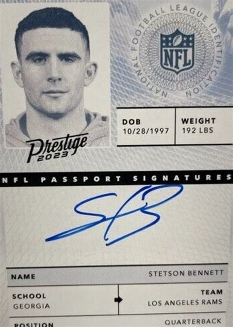 Stetson Bennett Iv 2023 Prestige Nps Sb Nfl Passport Signatures Price