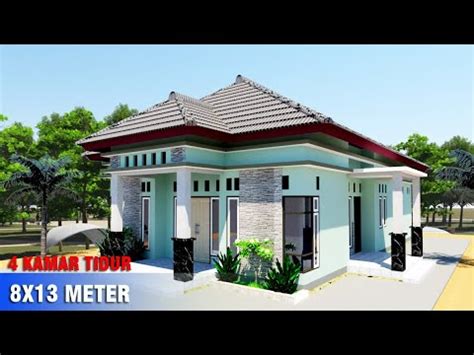 DESAIN RUMAH DI PEDESAAN DENGAN 4 KAMAR TIDUR UKURAN 8X13 METER