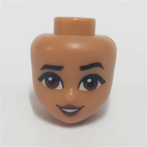 LEGO PART 92198pr0108 Minidoll Head With Dark Brown Eyes And Lips Open