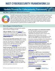 NIST CSF Update Fact Sheet Pdf NIST CYBERSECURITY FRAMEWORK 2 0