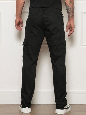 Calça Jogger Sarja Cargo Masculina Preta