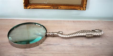 Large Vintage Magnifying Glass With Ornate Designed Silver like Handle