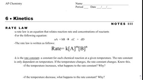 Ap Chemistry Notes 63 Understanding Rate Laws Basics Youtube