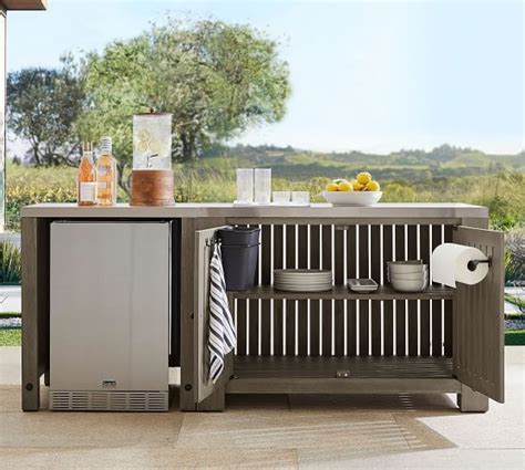 Abbott Outdoor Acacia Kitchen Convertable Refrigerator And Double Door