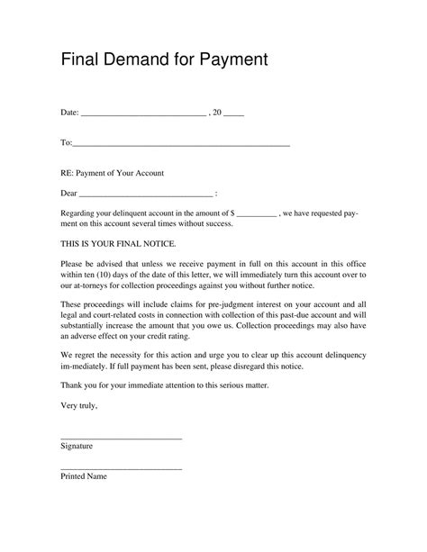 Free Printable Demand Letter For Payment Template Claim Now