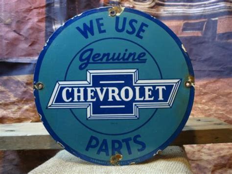 OLD VINTAGE 1958 GENUINE CHEVROLET PARTS PORCELAIN AD DEALERSHIP SIGN