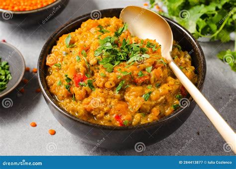 Red Lentils Indian Curry Dal Lentil Dhal Tasty Meal Stock Image