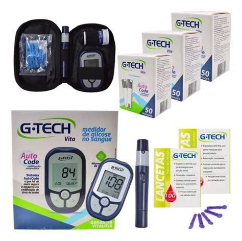 Kit Medidor Glicose Tira Lanceta G Tech Glicemia Parcelamento