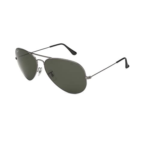 Aviator Large Metal Polarized Sunglasses Gunmetal Crystal Green Ray Ban® Touch Of Modern