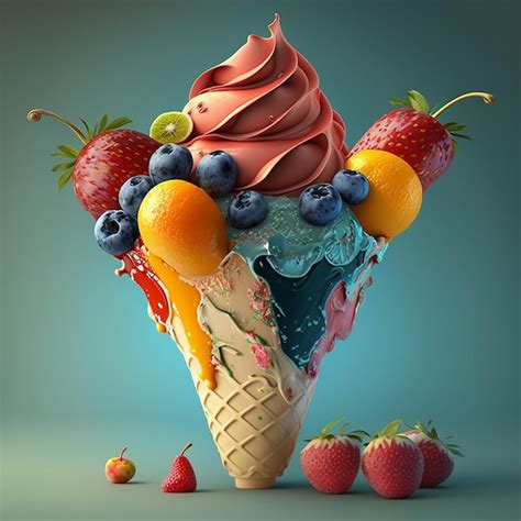 Premium Photo | Ice cream with fruits