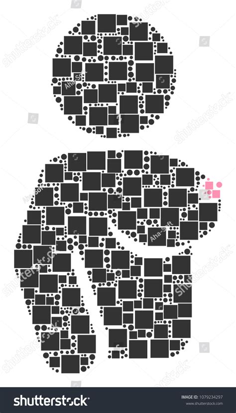 Naked Woman Mosaic Icon Of Rectangles And Royalty Free Stock Vector