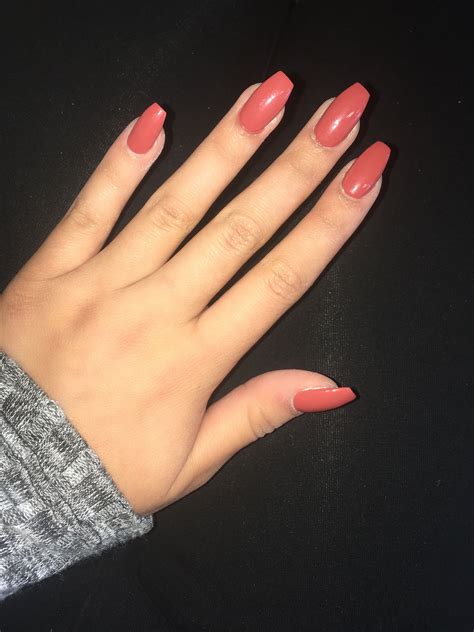 Orange Coffin Fall Nails 2017 Peach Maroon Coral Pink Trendy Coral