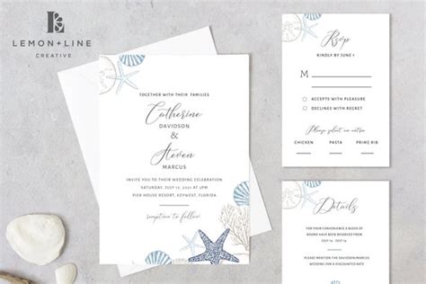 Beach Wedding Invitation Beach Wedding Invitation Template - Etsy