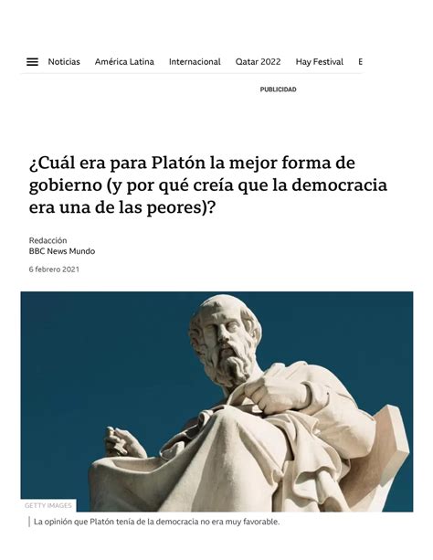 Cu L Era Para Plat N La Mejor Forma De Gobierno Y Por Qu Cre A Que