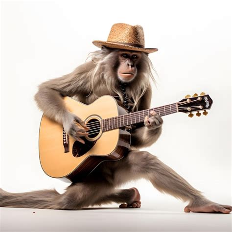 Premium Photo | Monkey playing guitar Entertainment Monkey