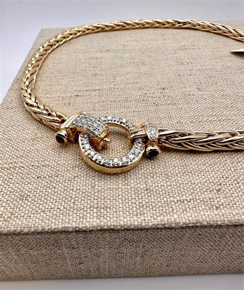 14k Yellow Gold Wheat Link Diamond Estate Necklace Gem