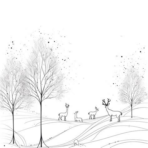 Premium AI Image | A drawing of a herd of deer standing on top of a ...