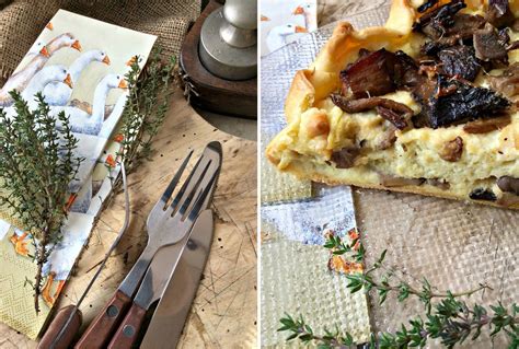 Torta Bris E Con Crema Di Cavolfiore E Funghi Al Profumo Di Timo Fresco