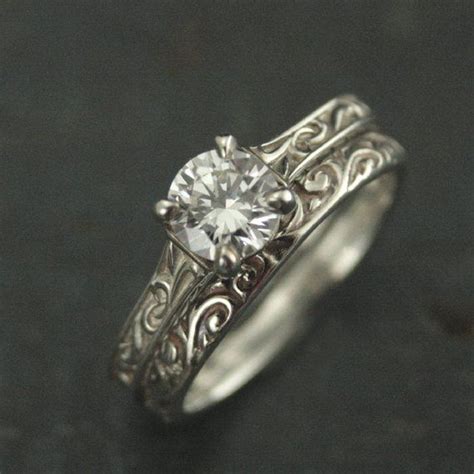 Art Nouveau Engagement Ring Setelegant Ringflourish Etsy Art