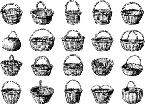 Wicker Baskets Vector Images Over