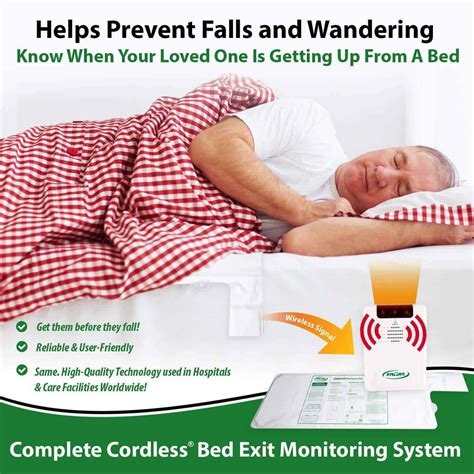 Smart Caregiver Cordless Bed Exit Monitoring System Alarm With Bed