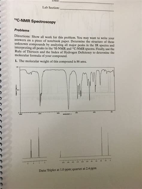 Solved Date Lab Section 13 Spectroscopy Problems Chegg