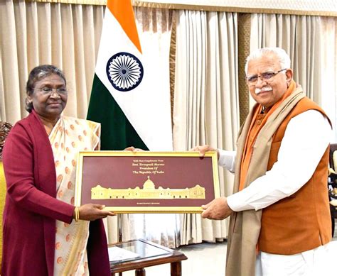 President Draupadi Murmu Meets Haryana Cm Manohar Lal Khattar