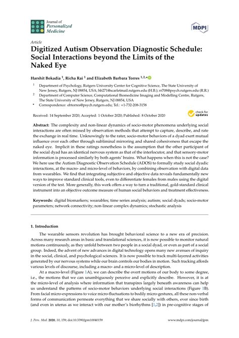 PDF Digitized Autism Observation Diagnostic Schedule Social