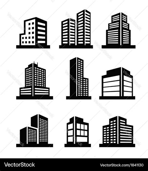 Buildings Icons Royalty Free Vector Image Vectorstock