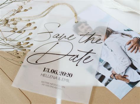 Save The Date Karte Hochzeitseinladung Aus Transparentem Papier Mit