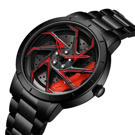 Car Wheel Watch Fashion Rotating Stereoscopic Sport Watch Red Finebuy