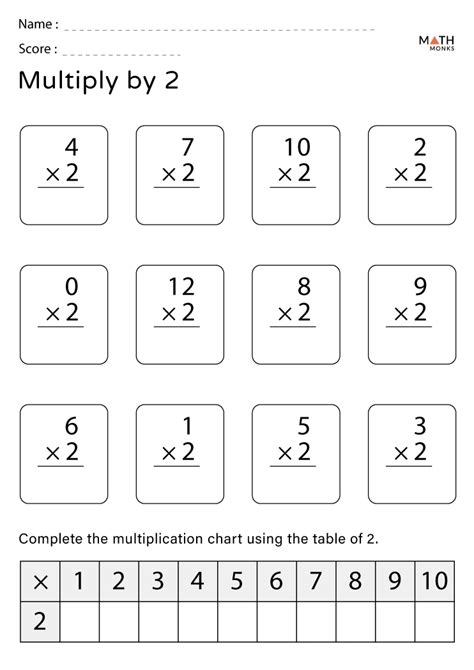 Multiplication By Worksheet Printable