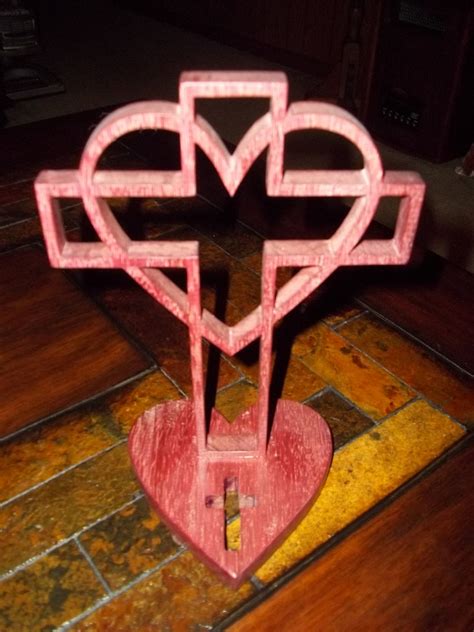 Purpleheart Cross With Heart Etsy