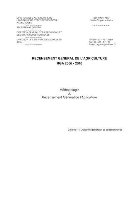 Pdf Recensement General De Lagriculture Rga Les Objectifs