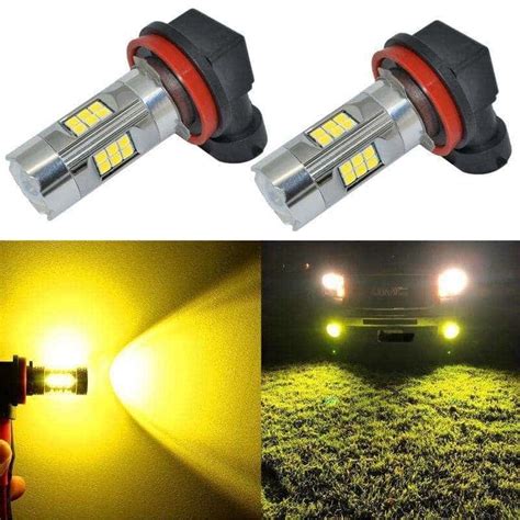 H11 Yellow Led Fog Light Bulbs For Cars Trucks 3200lm 2 Pieces