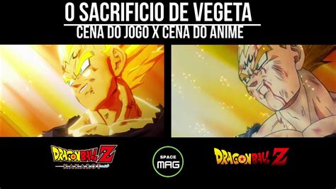 O SACRIFICIO DE VEGETA CENA DO JOGO X CENA DO ANIME YouTube