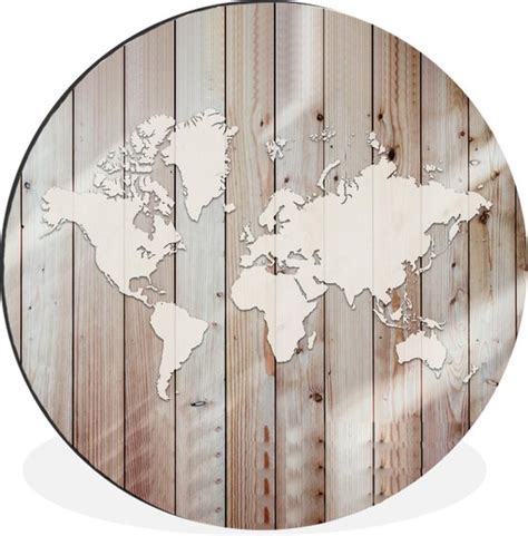 Wall Circle Wall Circle Carte Du Wereldkaart Wit Bois