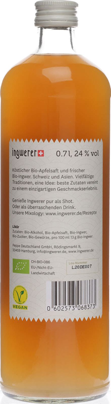 Ingwerer Bio Likör bei uns im Shop kaufen