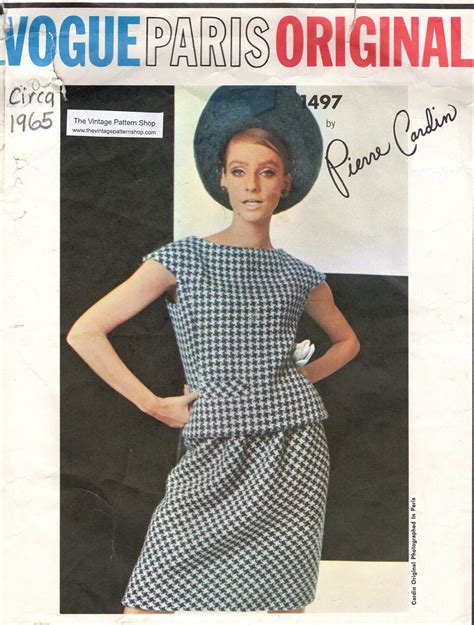 1965 Vintage Vogue Sewing Pattern Two Piece Dress B32in 2173 By Pierre Cardin Vogue 1497 Etsy