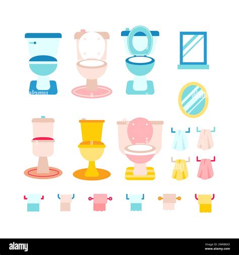 Toilet Isolated Flat Set Stock Vector Image And Art Alamy