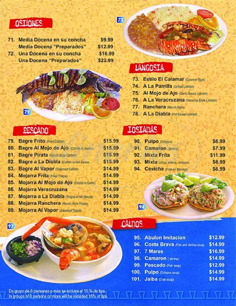 El Calamar Jr Menu Oc Restaurant Guides