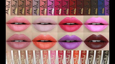 Too Faced Melted Matte Lipstick Swatches Review Youtube