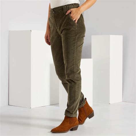 Pantalon en velours côtelé Femme kaki Kiabi 18 00