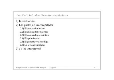 Lección 1 Introducción a los compiladores 1 Introducción 2 Las