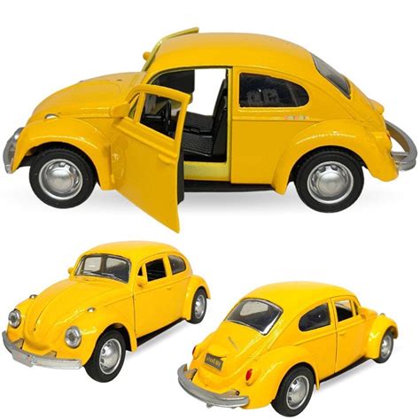 Carrinho De Ferro Fusca Herbie Miniatura Amarelo Submarino