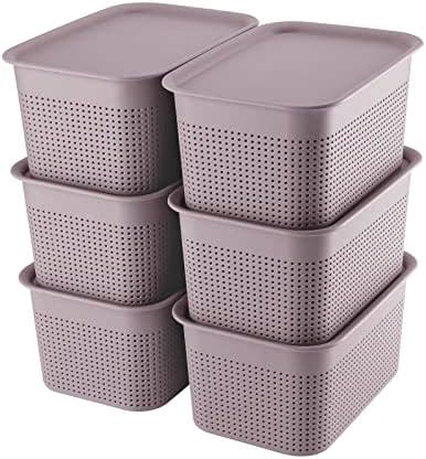 Amazon Yishyfier Plastic Storage Baskets With Lid Organizing